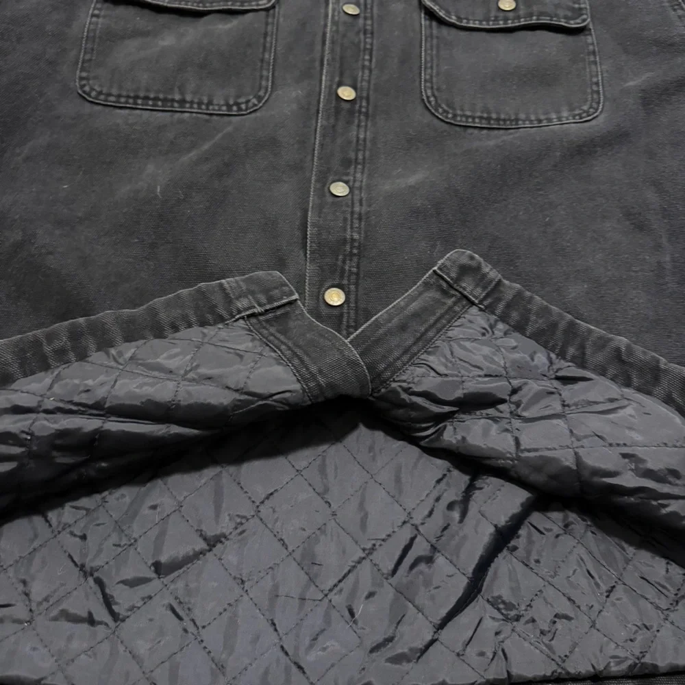 Vintage Anchor Blue Men’s Quilted Work Jacket Black Canvas Size XL